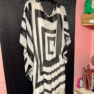 Cato Black and White Geometric Midi Dress